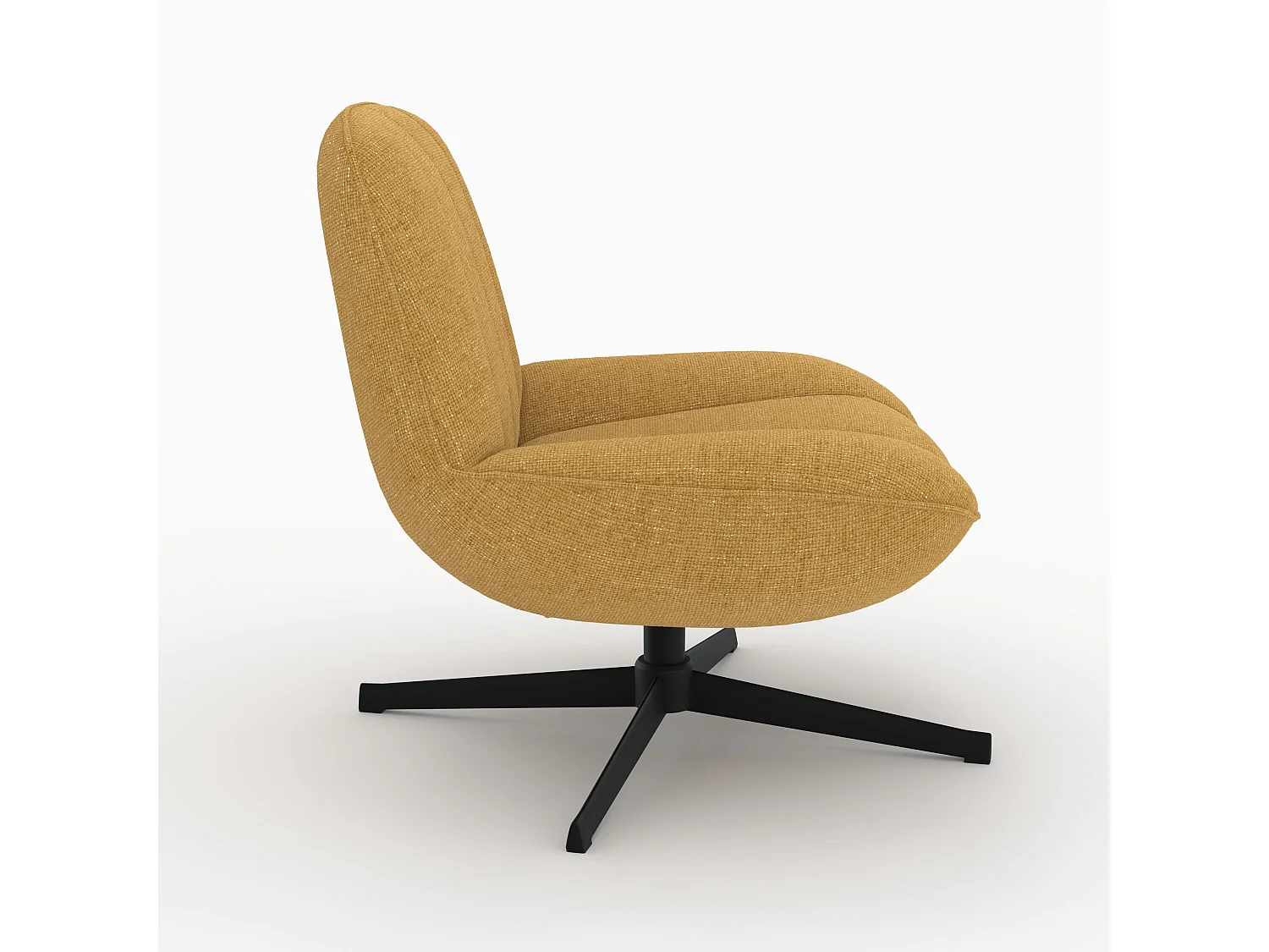 Fauteuil pivotant en tissu effet velours jaune moutarde - Elvis
