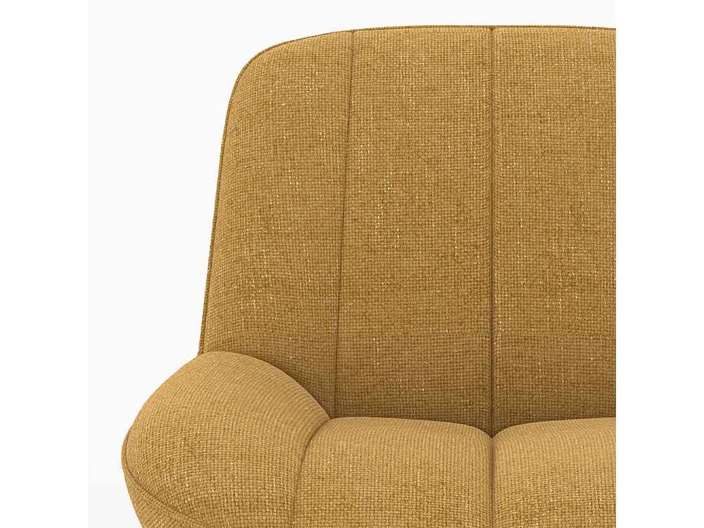 Fauteuil pivotant en tissu effet velours jaune moutarde - Elvis
