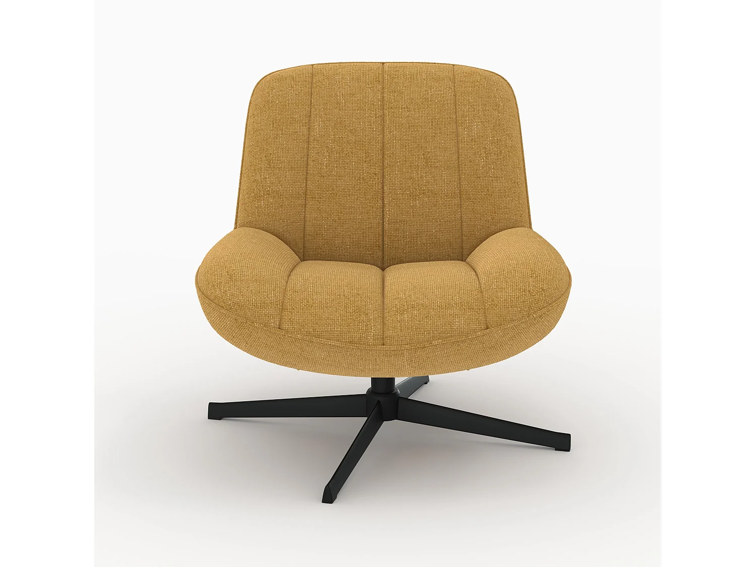 Fauteuil pivotant en tissu effet velours jaune moutarde - Elvis