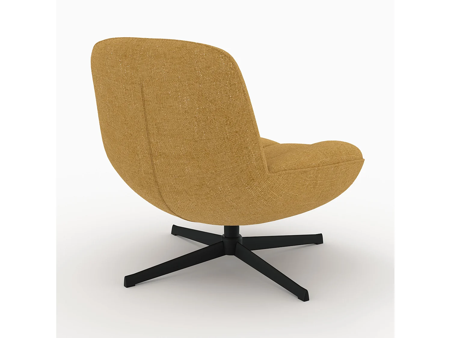Fauteuil pivotant en tissu effet velours jaune moutarde - Elvis