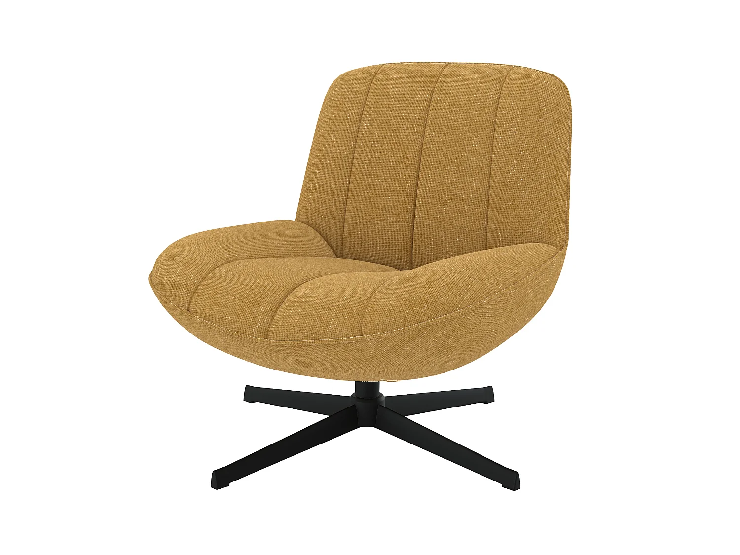 Fauteuil pivotant en tissu effet velours jaune moutarde - Elvis