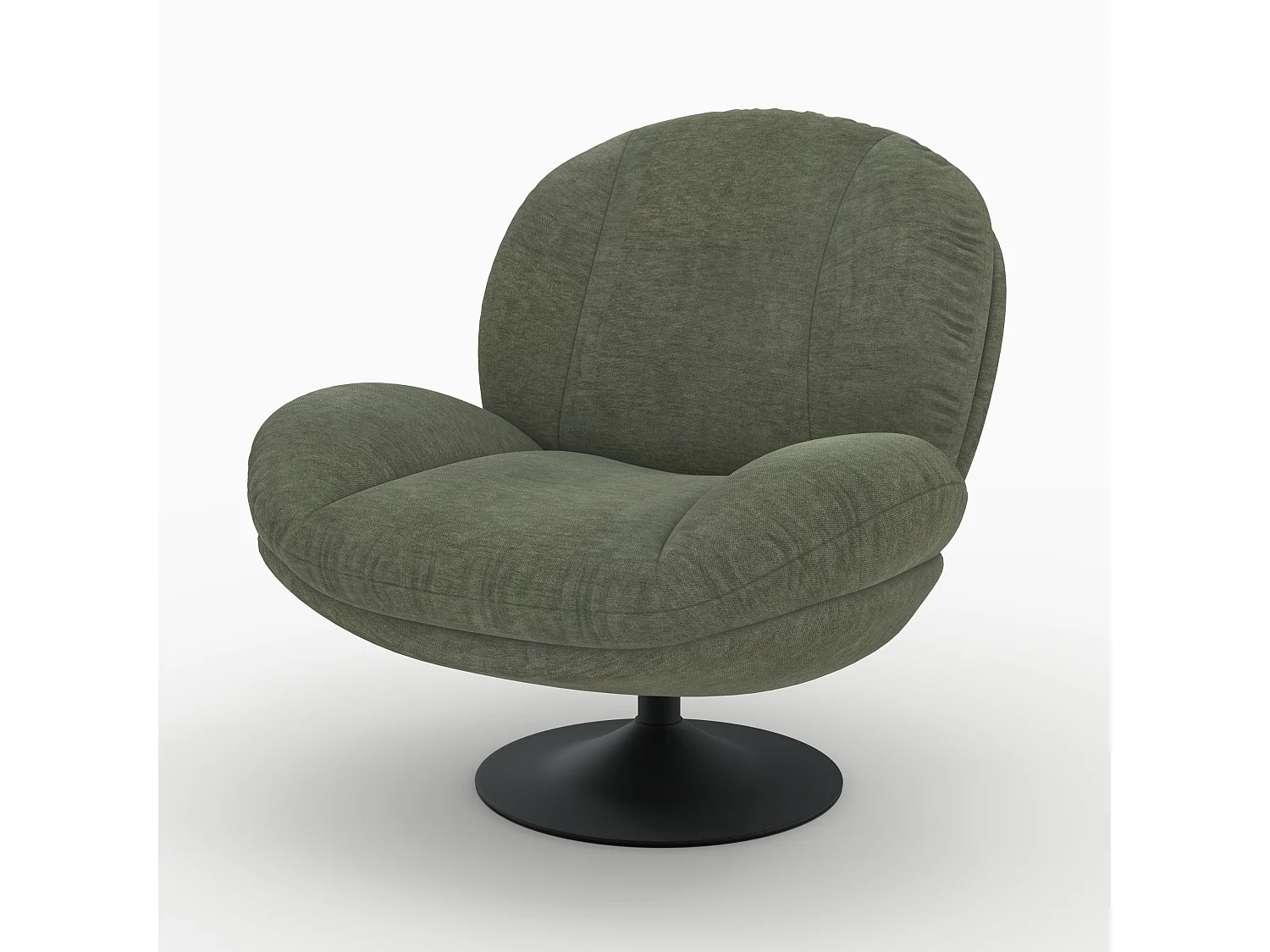 Sillón giratorio en tejido efecto terciopelo verde caqui - Ricci