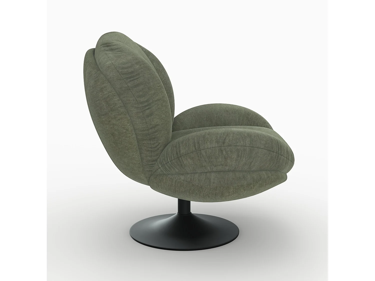 Sillón giratorio en tejido efecto terciopelo verde caqui - Ricci