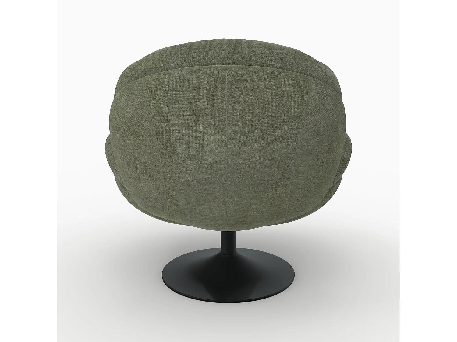 Sillón giratorio en tejido efecto terciopelo verde caqui - Ricci