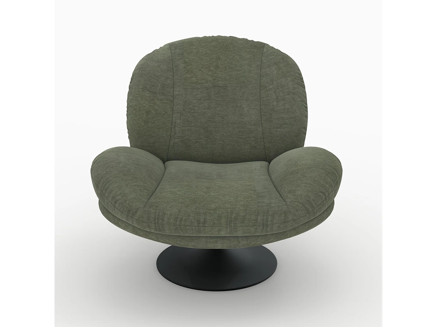Fauteuil pivotant en tissu effet velours vert kaki - Ricci