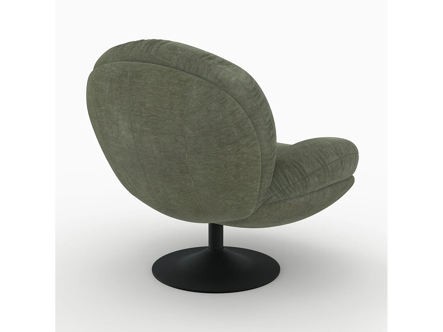 Fauteuil pivotant en tissu effet velours vert kaki - Ricci
