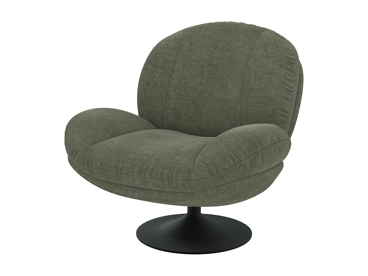 Fauteuil pivotant en tissu effet velours vert kaki - Ricci