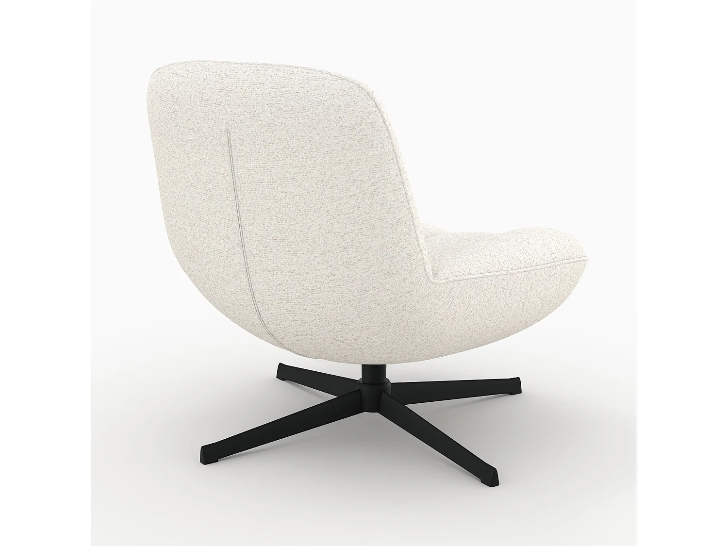 Fauteuil pivotant en tissu bouclé blanc cassé - Elvis