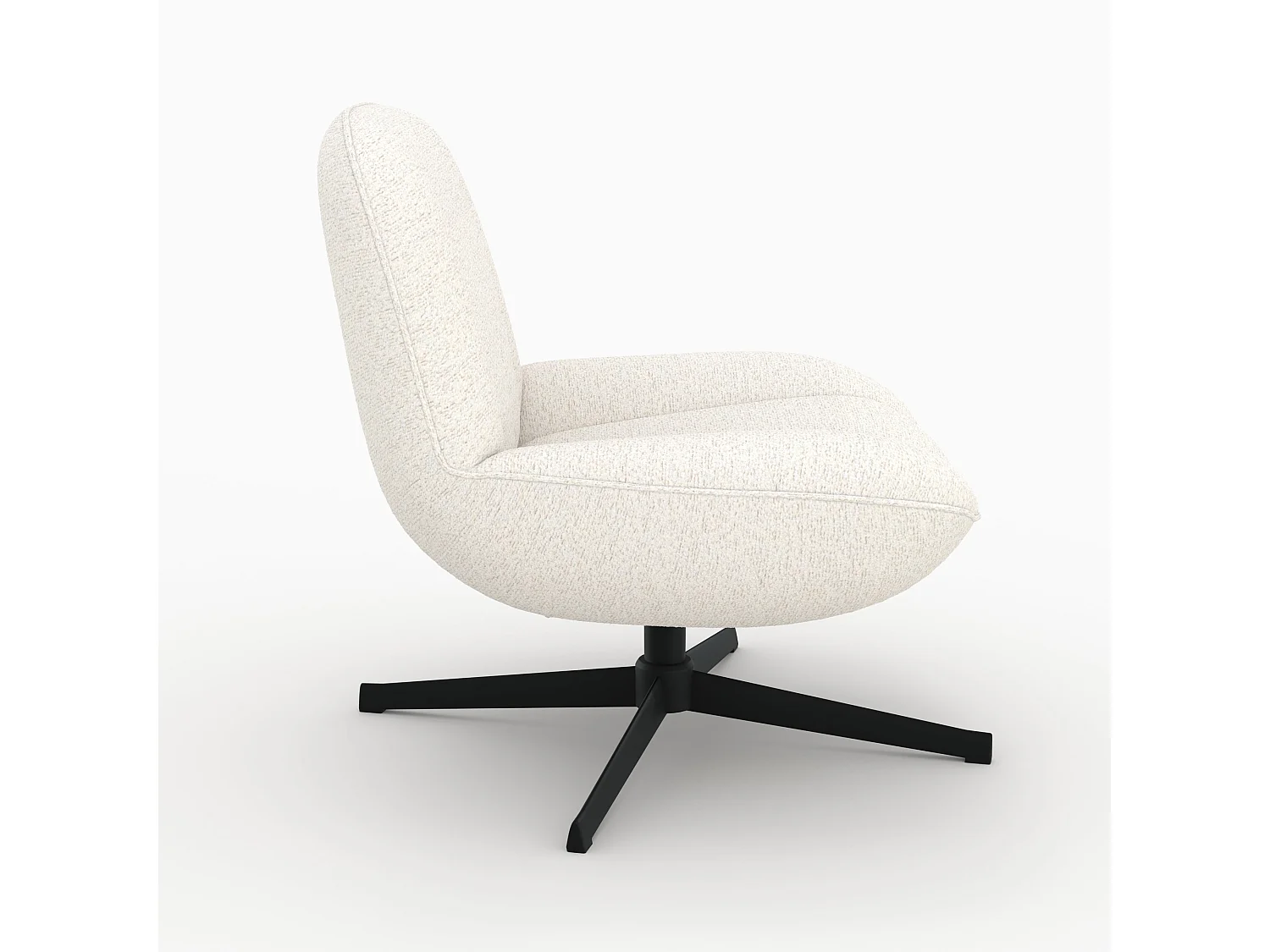 Fauteuil pivotant en tissu bouclé blanc cassé - Elvis