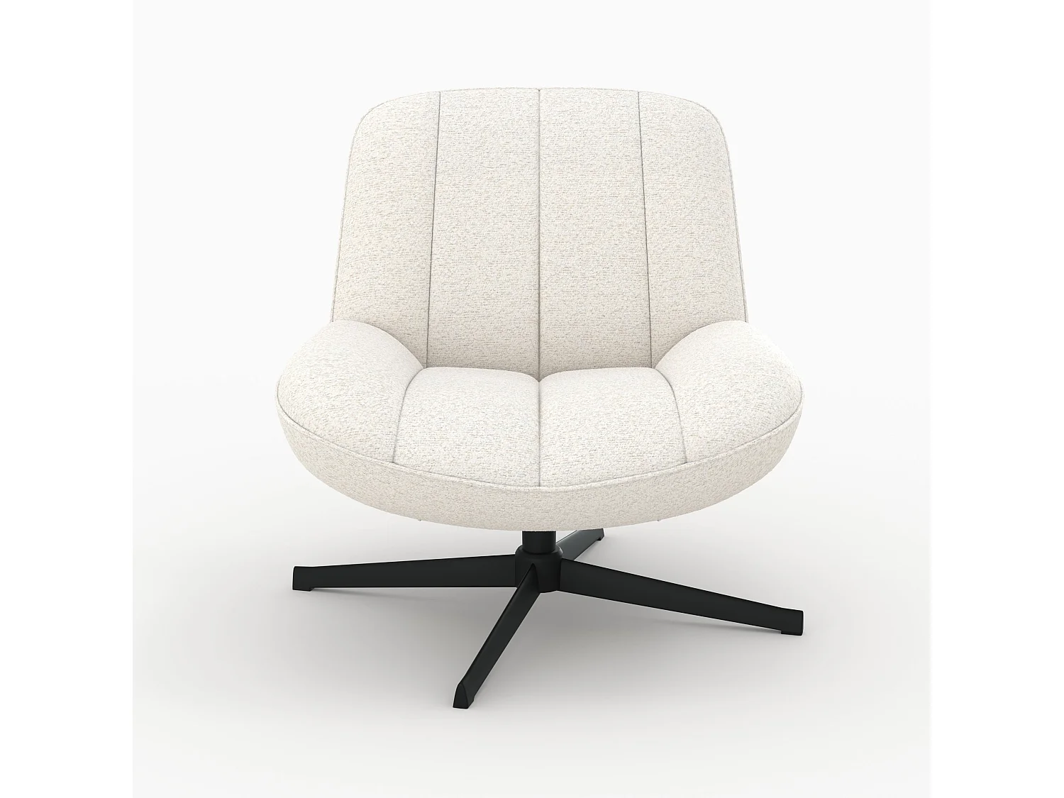 Fauteuil pivotant en tissu bouclé blanc cassé - Elvis