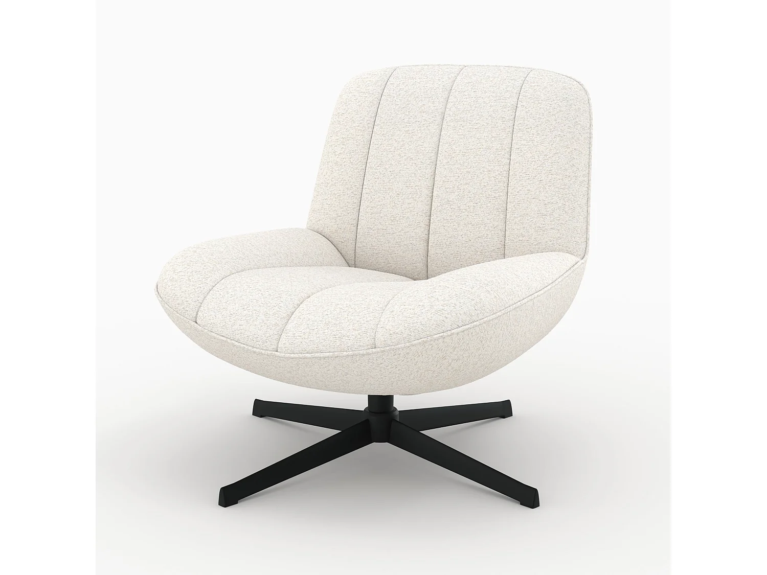 Fauteuil pivotant en tissu bouclé blanc cassé - Elvis