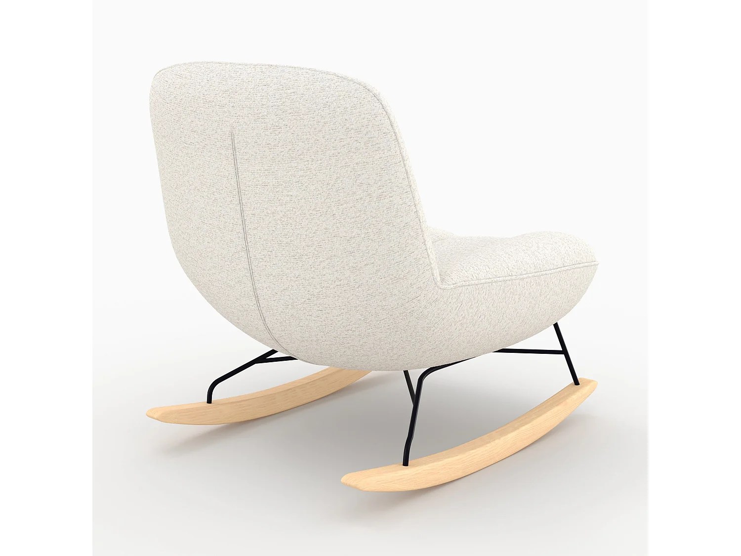 Mecedora en tejido bouclé blanco roto - Alvin