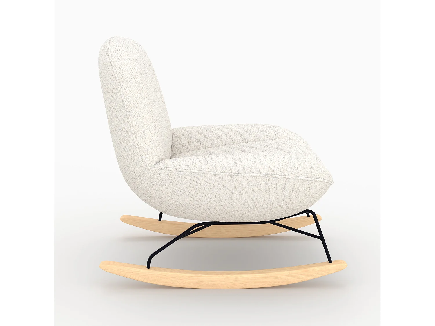 Mecedora en tejido bouclé blanco roto - Alvin