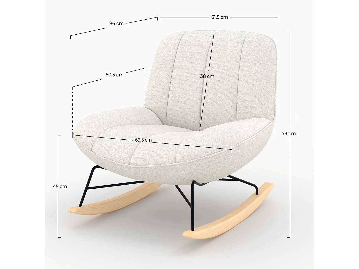 Mecedora en tejido bouclé blanco roto - Alvin