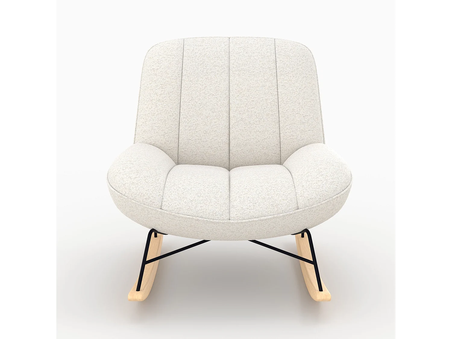 Mecedora en tejido bouclé blanco roto - Alvin