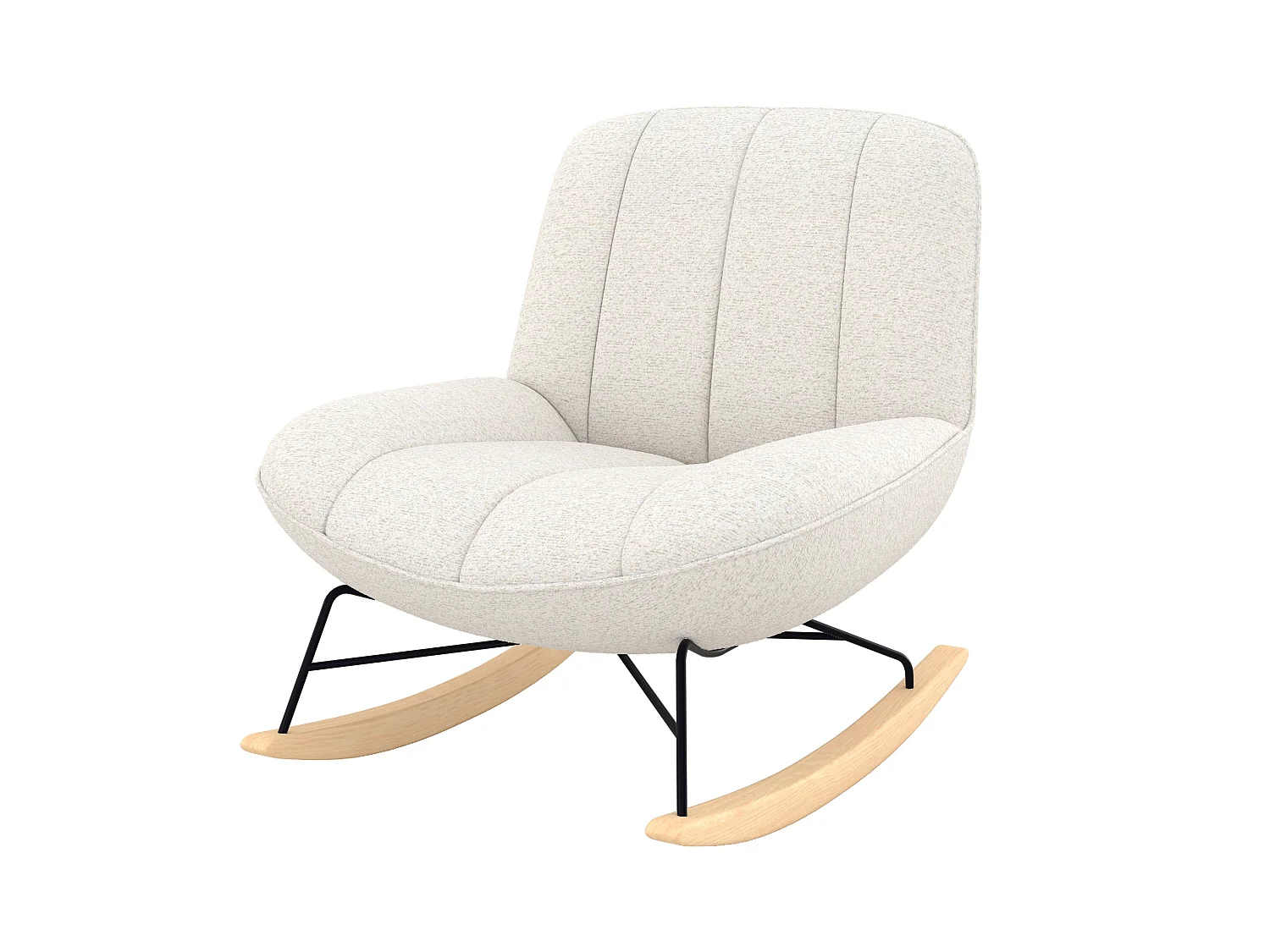 Mecedora en tejido bouclé blanco roto - Alvin