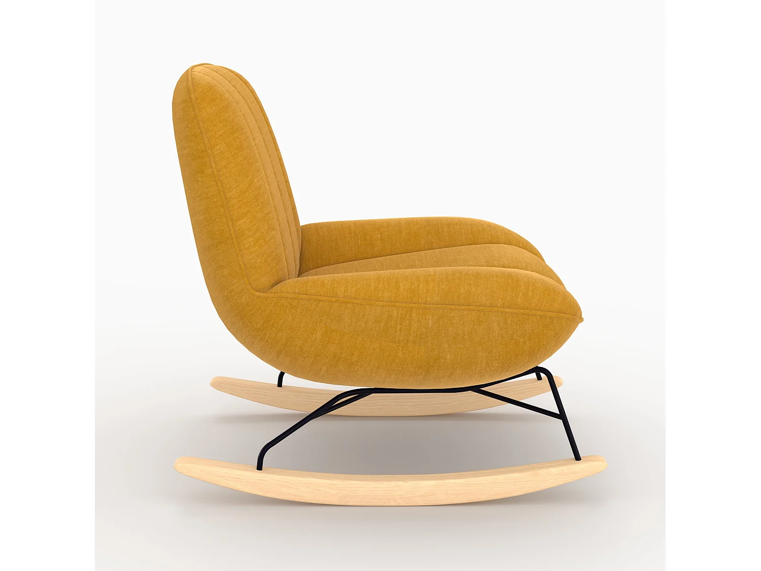 Rocking chair en tissu effet velours jaune moutarde - Alvin