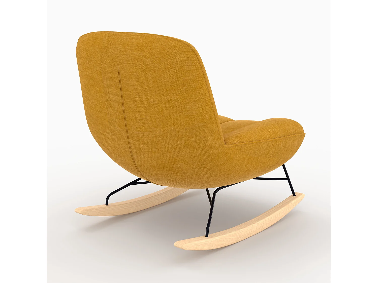 Rocking chair en tissu effet velours jaune moutarde - Alvin
