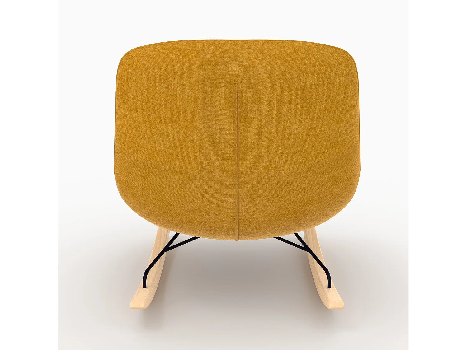 Rocking chair en tissu effet velours jaune moutarde - Alvin