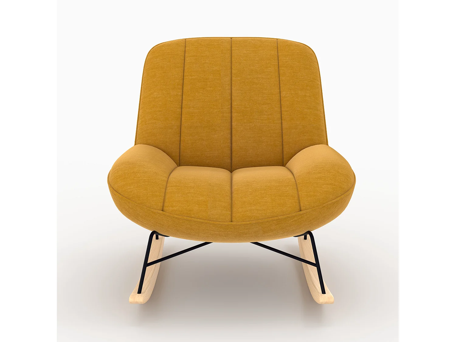 Rocking chair en tissu effet velours jaune moutarde - Alvin
