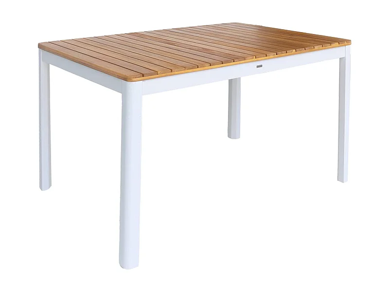 Table de jardin SENORA acacia blanc avec coins arrondis. 6 places. 120 x 80 x 75 cm