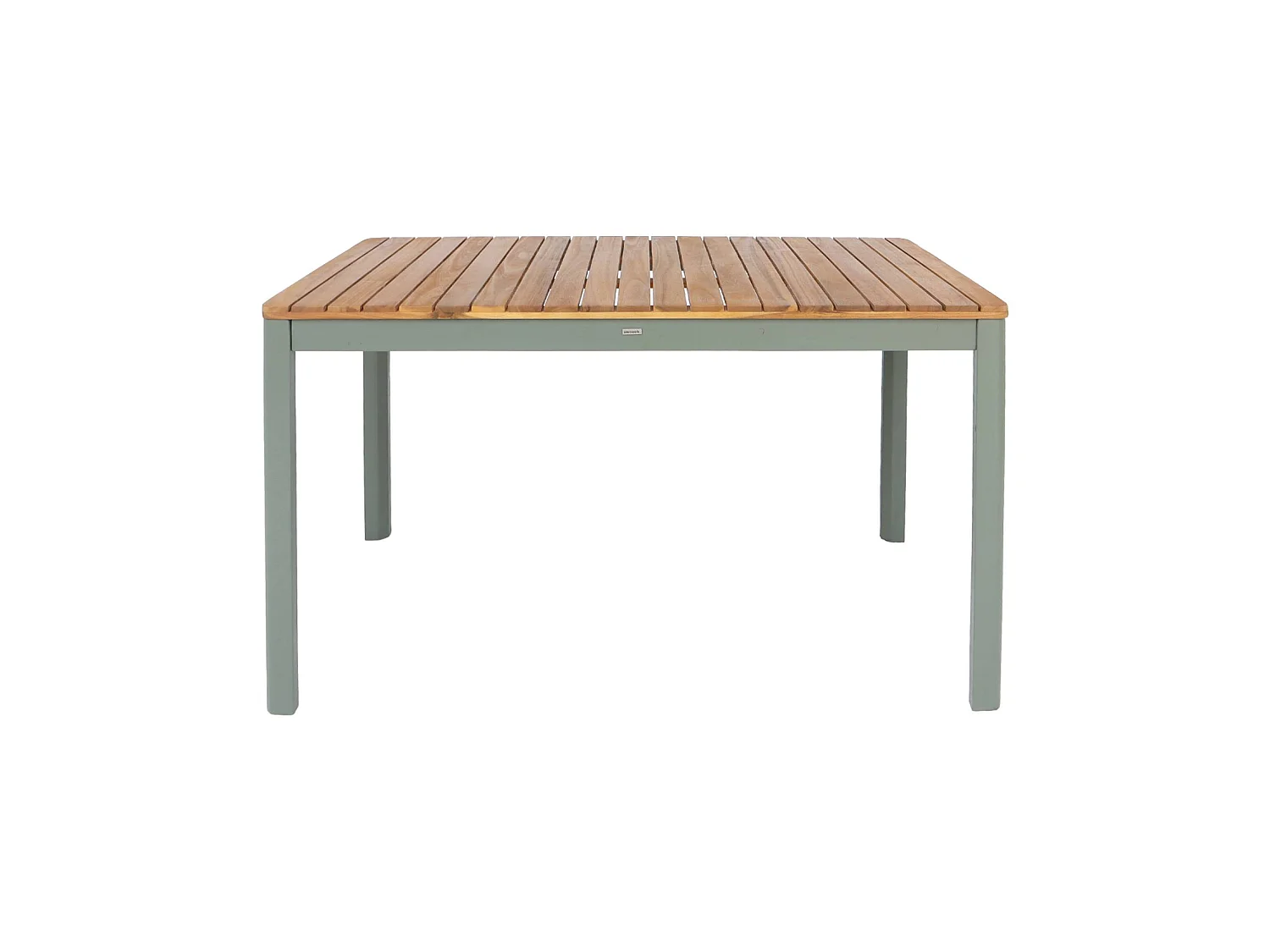 Mesa de jardín de acacia con esquinas redondeadas, 6 plazas verde kaki