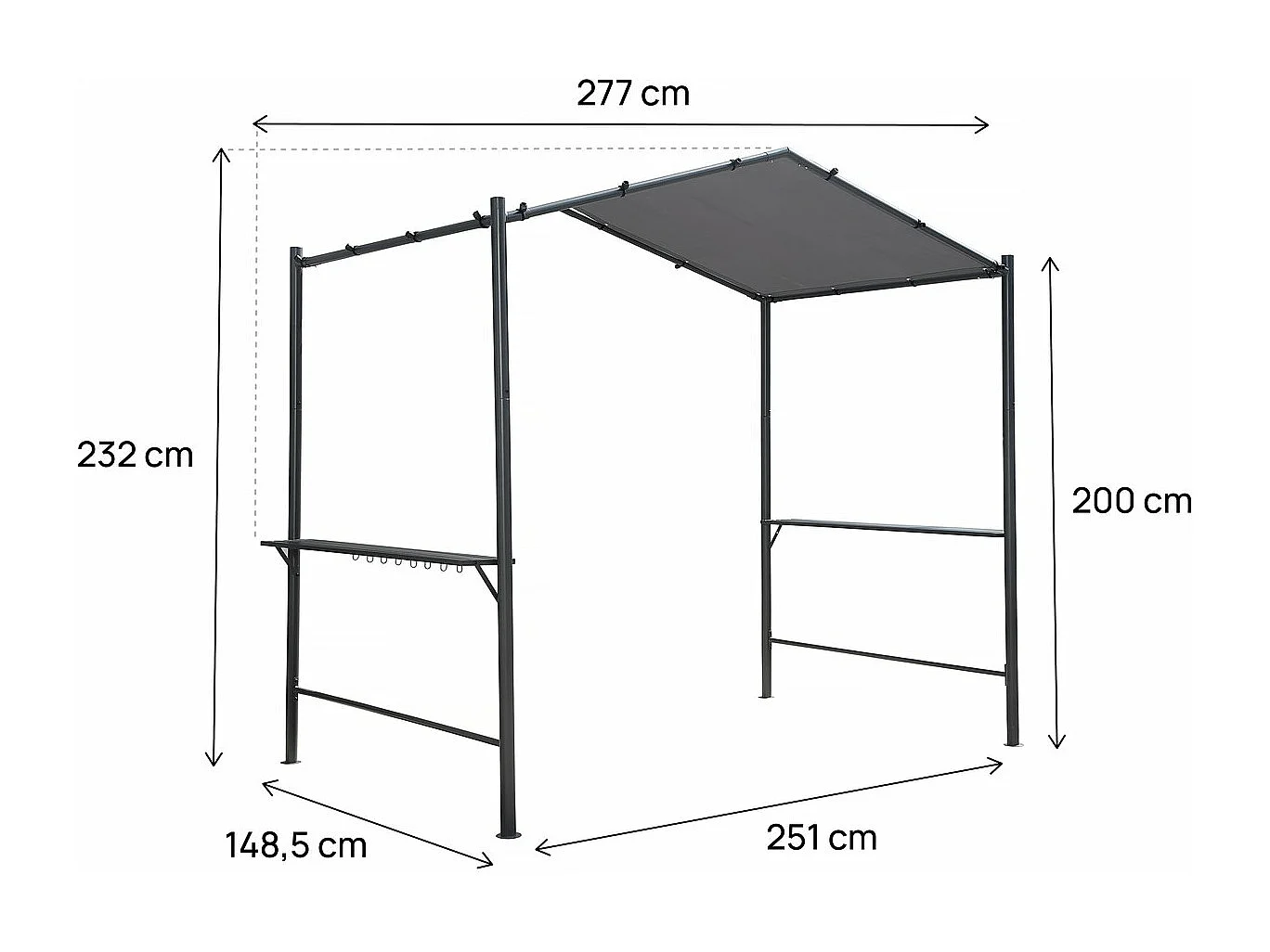 Grill-Pergola - 277 x 149 cm - Anthrazit