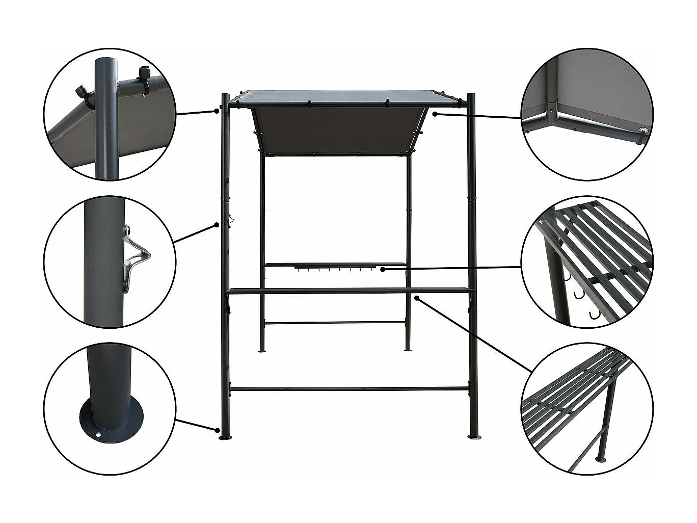Grill-Pergola - 277 x 149 cm - Anthrazit