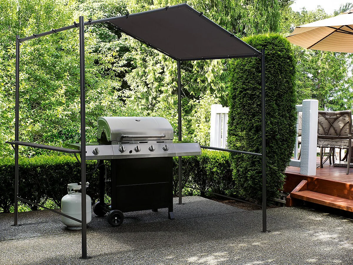 Gazebo pergolado para churrasco - 277 x 149 cm - Antracite -