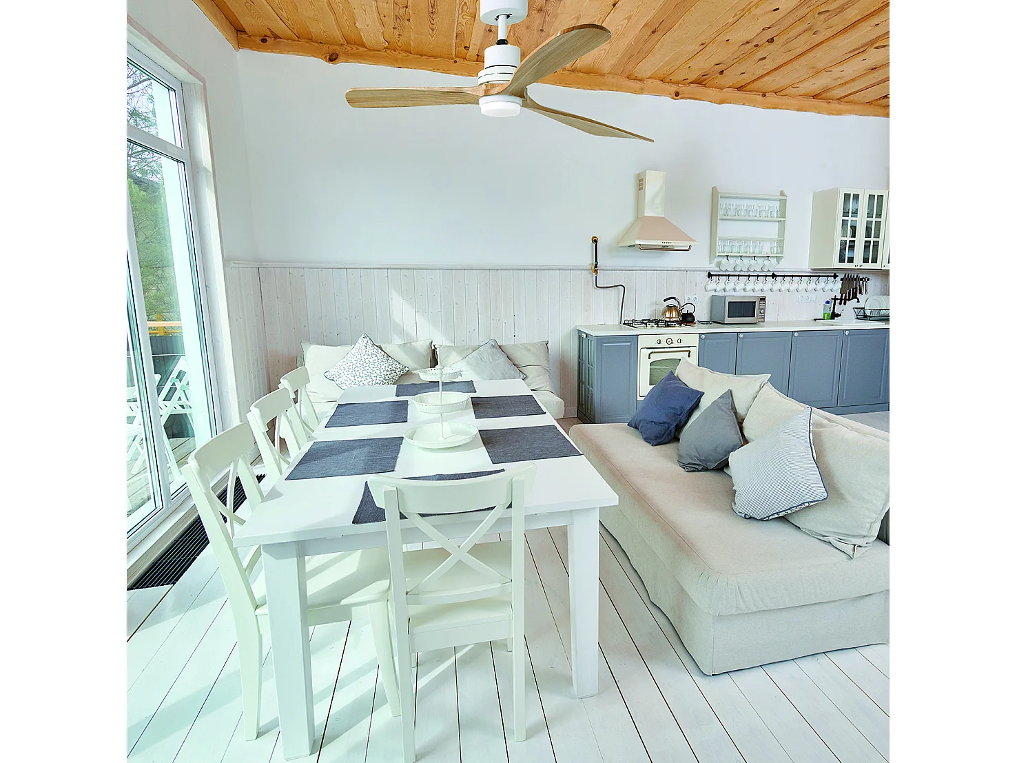 Ventilador de techo BREEZE de estilo moderno-  acero y madera arce- 3 aspas- mando a distancia- LED SMD 15W- K select- IP20