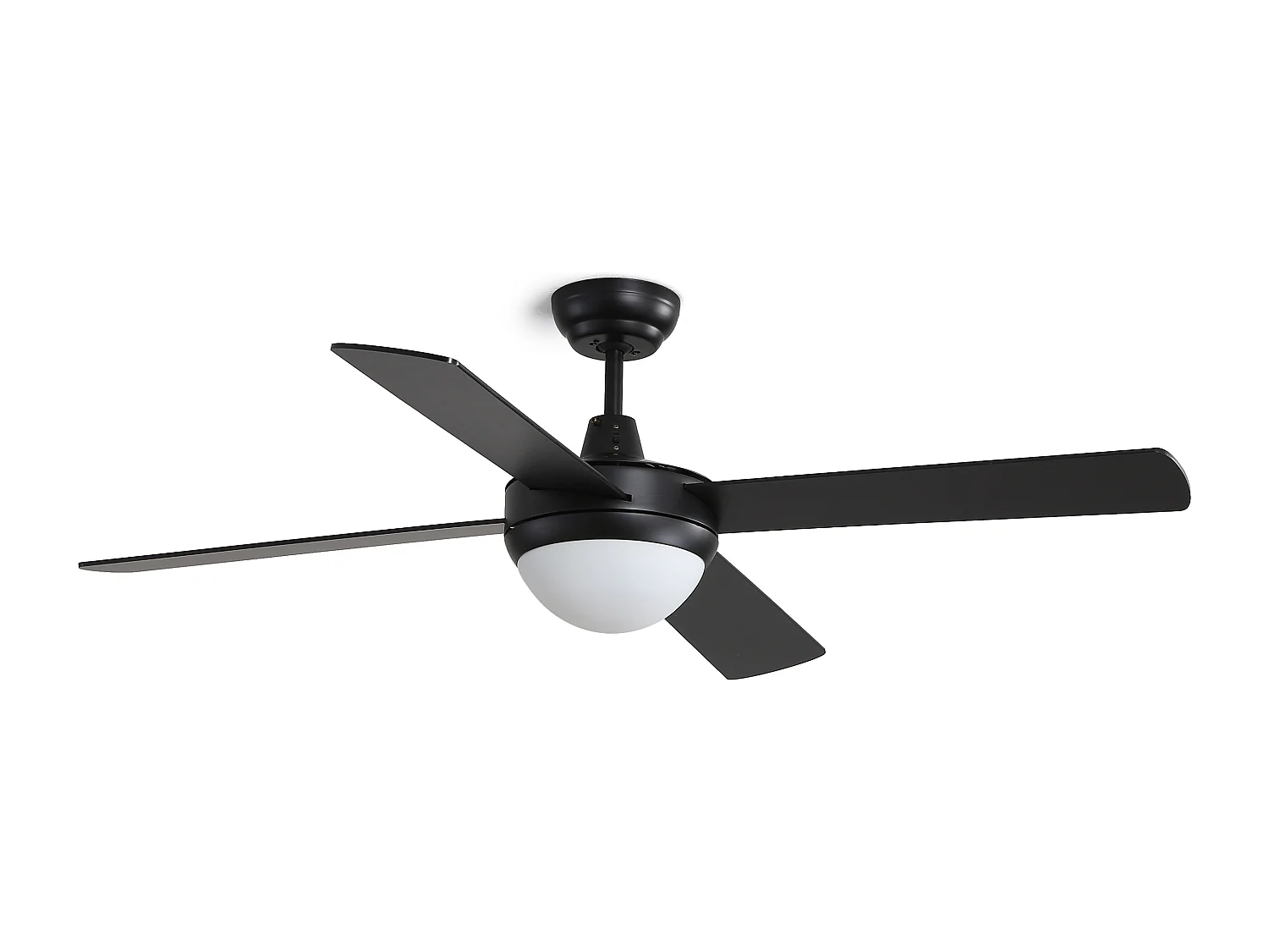 Ventilateur Nick moderne-d.ø132cm-acier, bois-e27 2x 6w -ip20- noir
