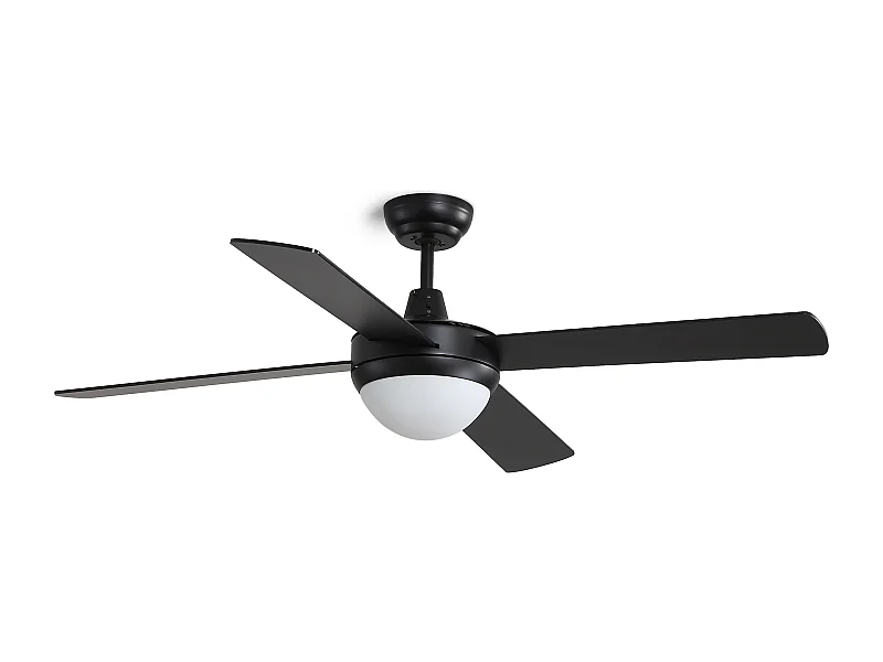 Ventilatore a soffitto Nick-d.ø132cm-acciaio, legno-e27 2x 6w-ip20-nero