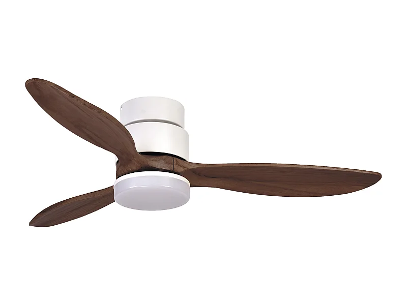 MISTRAL Deckenventilator im modernen Stil – Gleichstrommotor – 24 W SMD-LED – K Select – Fernbedienung – Licht – 3 Flügel – ø132 cm – Stahl und Holz – Walnuss