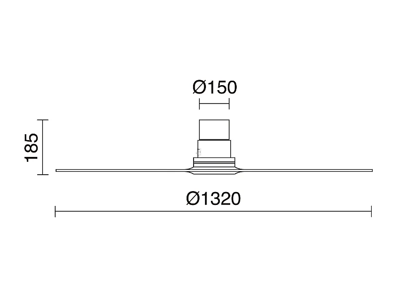 MISTRAL Deckenventilator im modernen Stil – Gleichstrommotor – 24 W SMD-LED – K Select – Fernbedienung – ohne Licht – 3 Flügel – ø132 cm – Stahl und Holz – Walnuss
