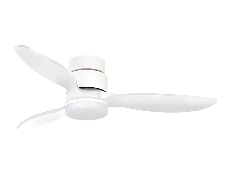 MISTRAL Deckenventilator im modernen Stil – Gleichstrommotor – 24 W SMD-LED – K Select – Fernbedienung – Licht – 3 Flügel – ø132 cm – Stahl und Holz – Weiß