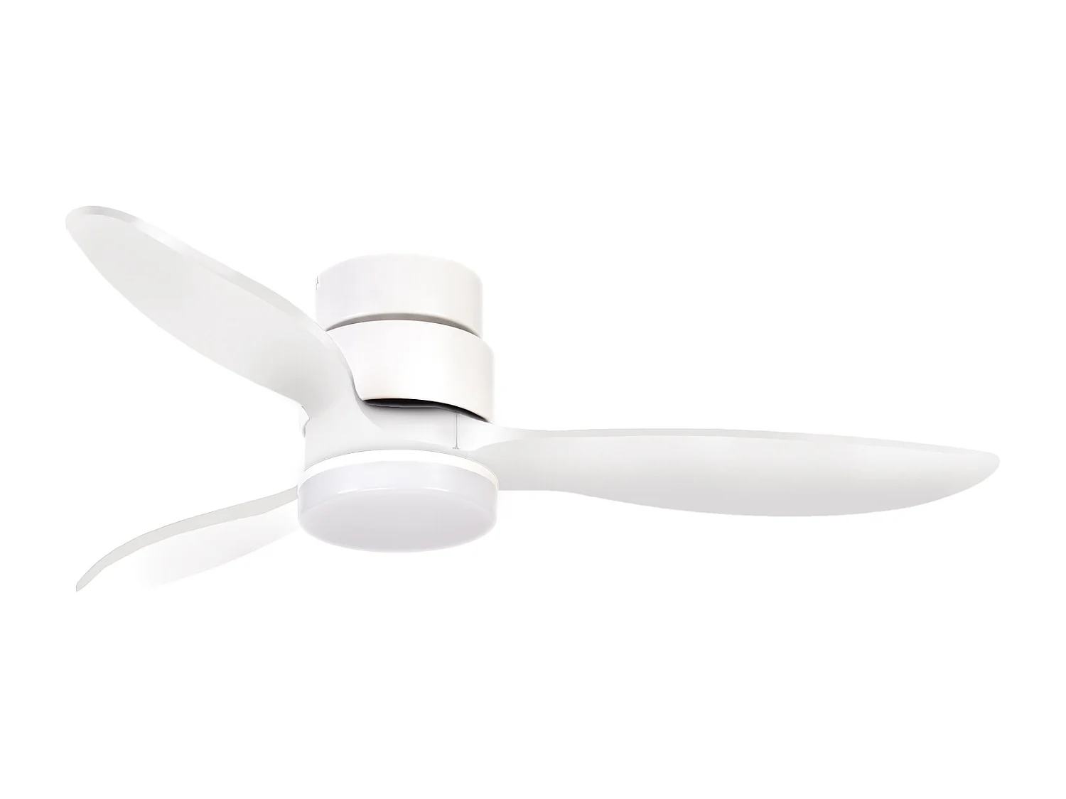 MISTRAL Deckenventilator im modernen Stil – Gleichstrommotor – 24 W SMD-LED – K Select – Fernbedienung – Licht – 3 Flügel – ø132 cm – Stahl und Holz – Weiß