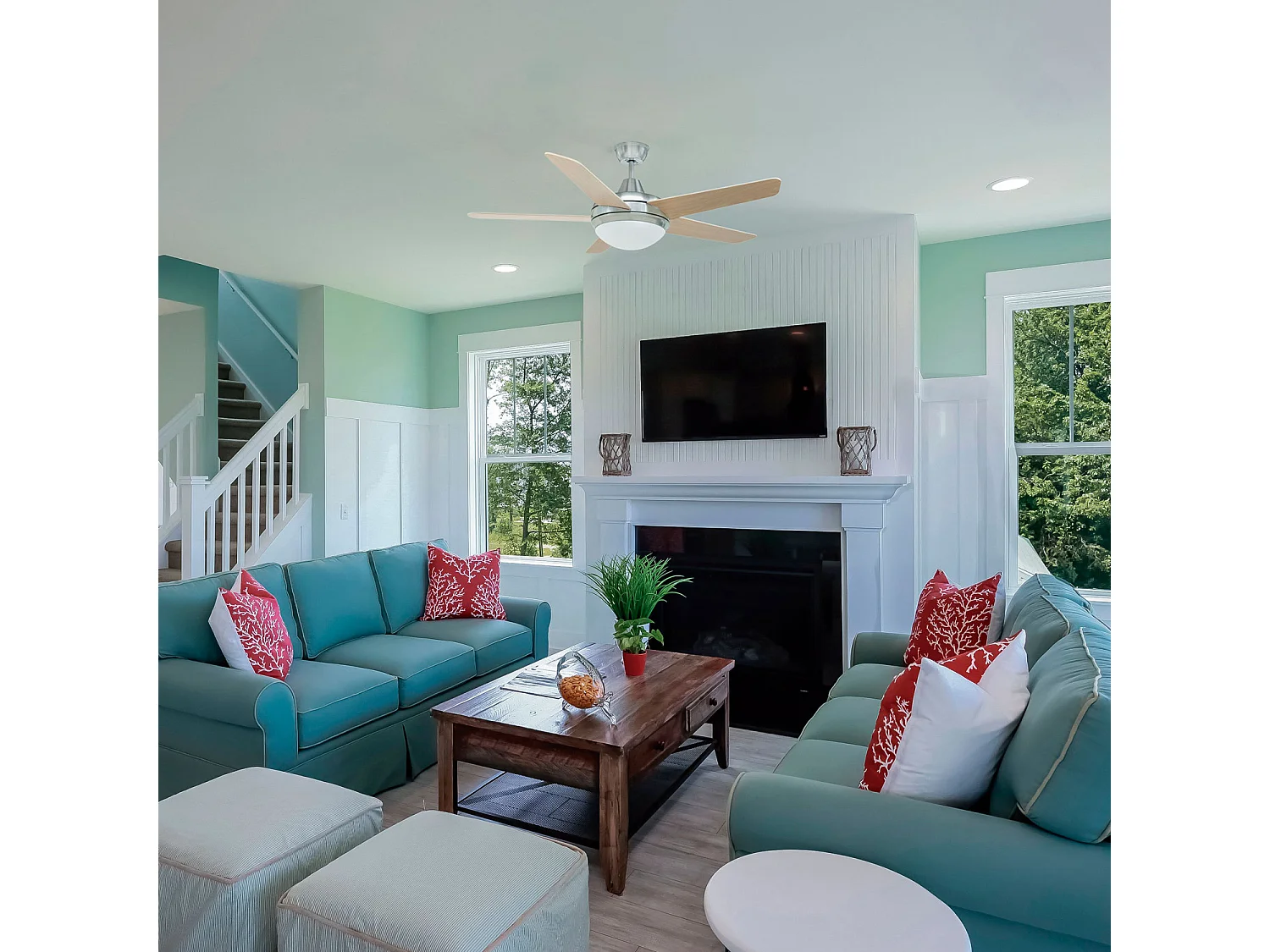 VENTO plafondventilator moderne stijl met LED-licht - beukenhout - AC-motor - 17W - 3000K - IP20