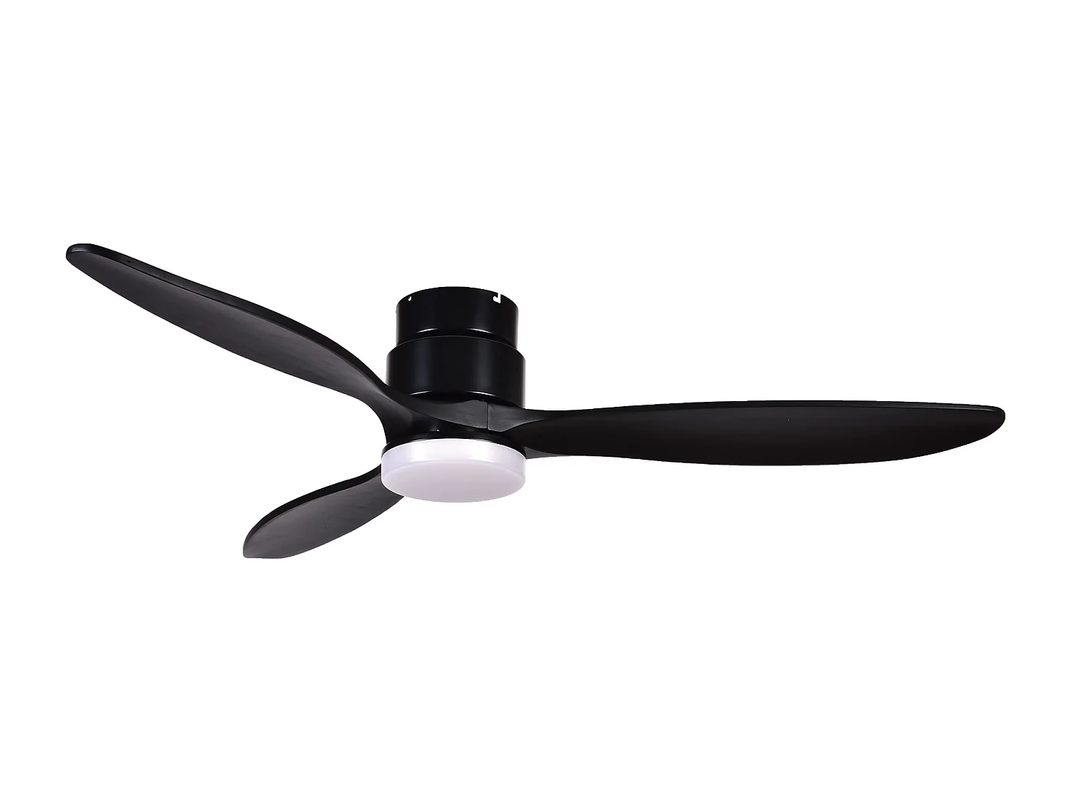 MISTRAL Deckenventilator im modernen Stil – Gleichstrommotor – 24 W SMD-LED – K Select – Fernbedienung – Licht – 3 Flügel – ø132 cm – Stahl und Holz – Schwarz