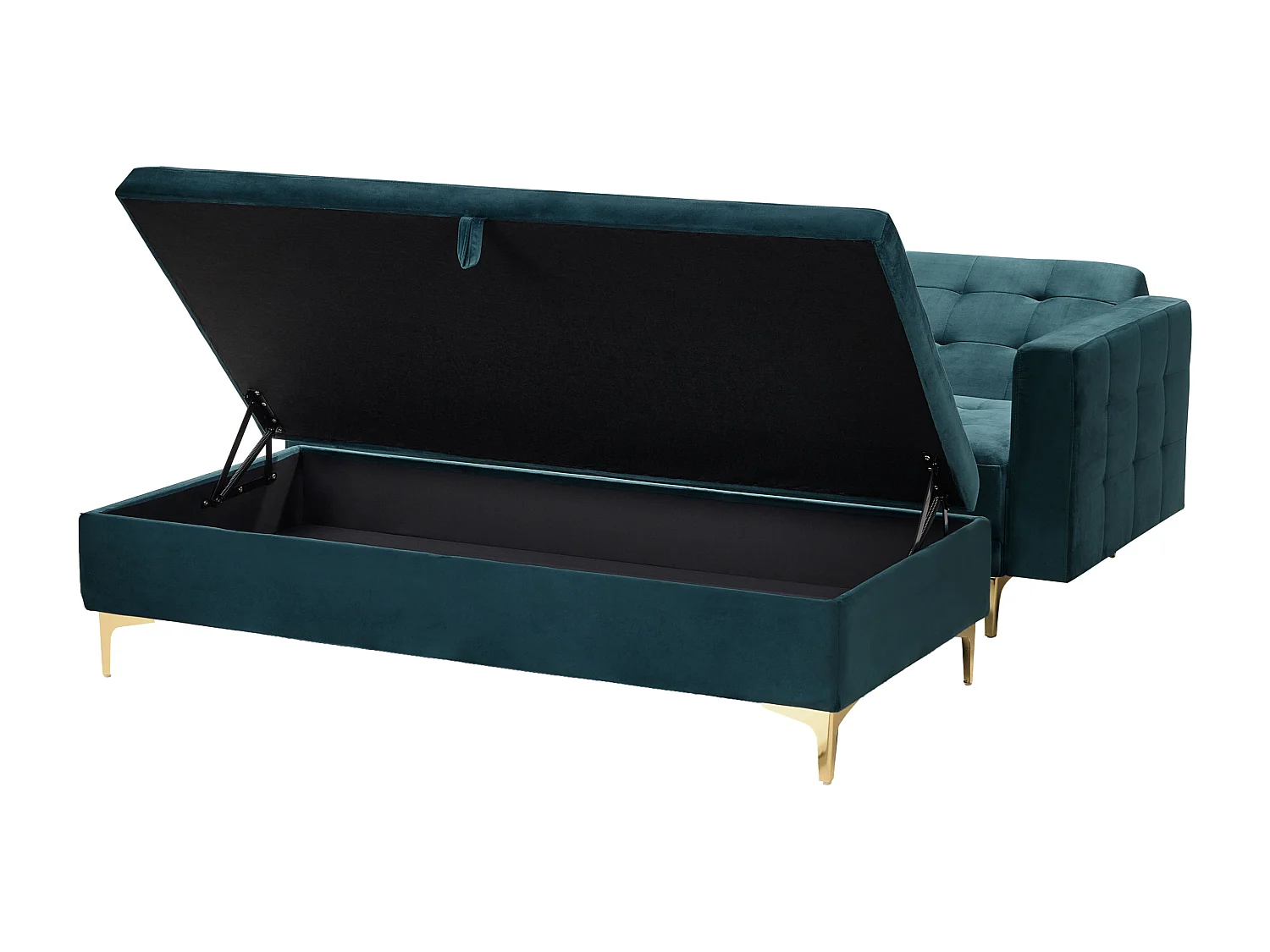 Sofá-cama ABERDEEN Veludo Azul esverdeado com repousa-pés 3 lugares