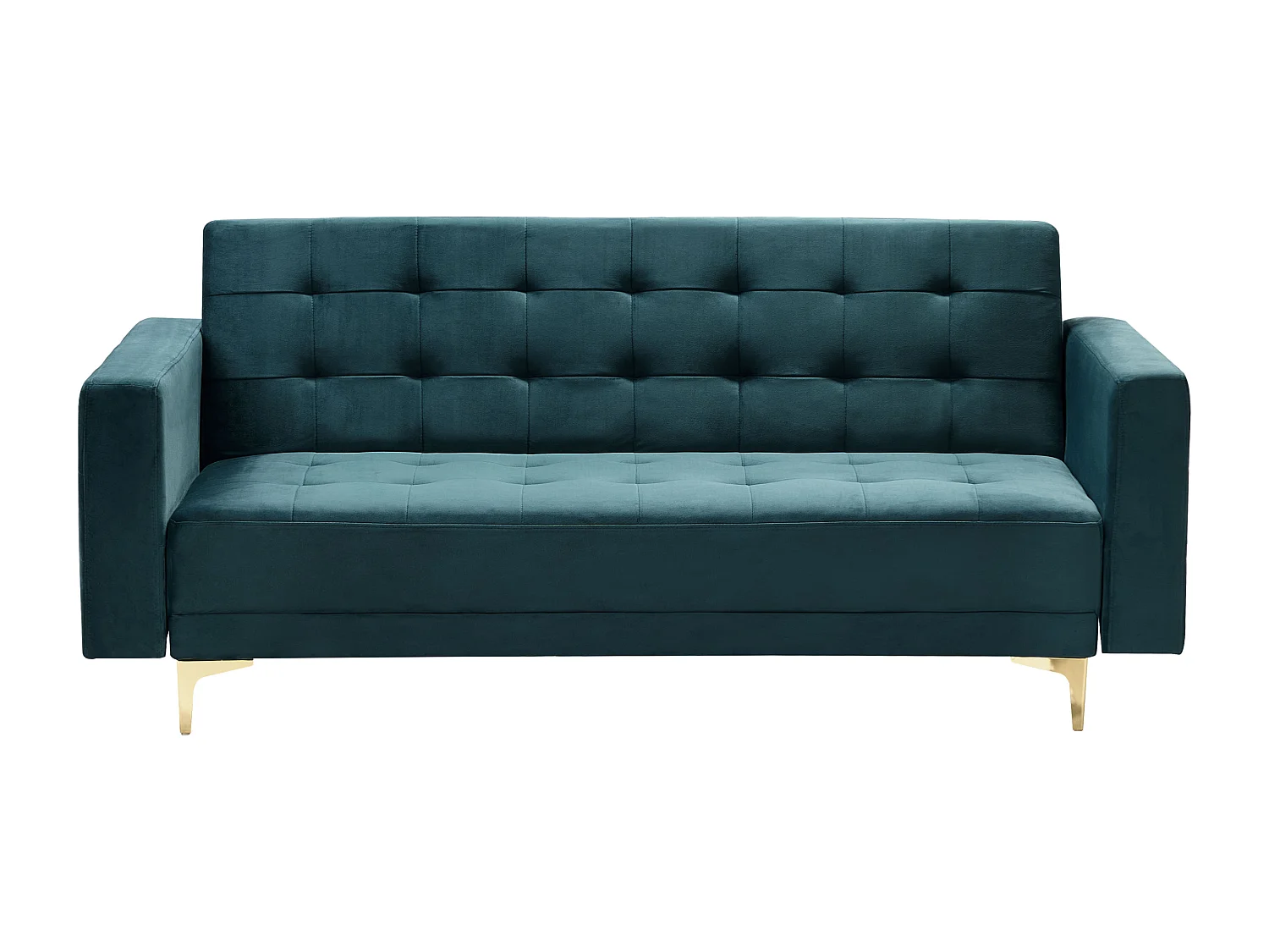 Sofá-cama ABERDEEN Veludo Azul esverdeado com repousa-pés 3 lugares