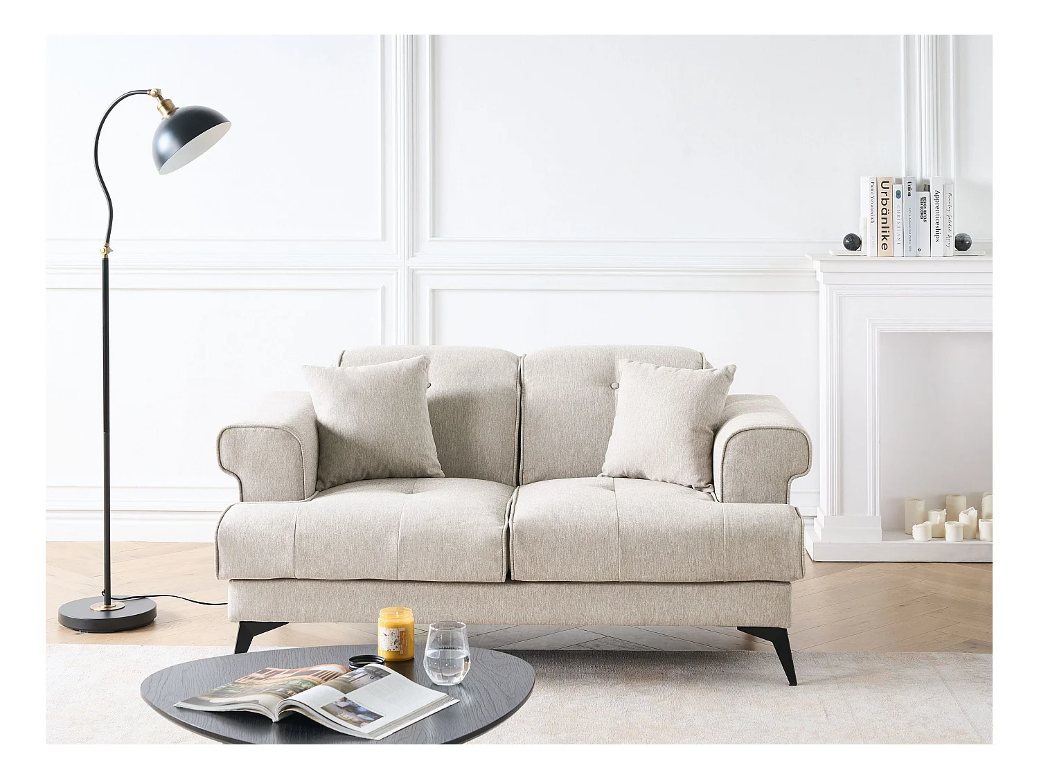 Canapé 2 places SKIVE Tissu Taupe