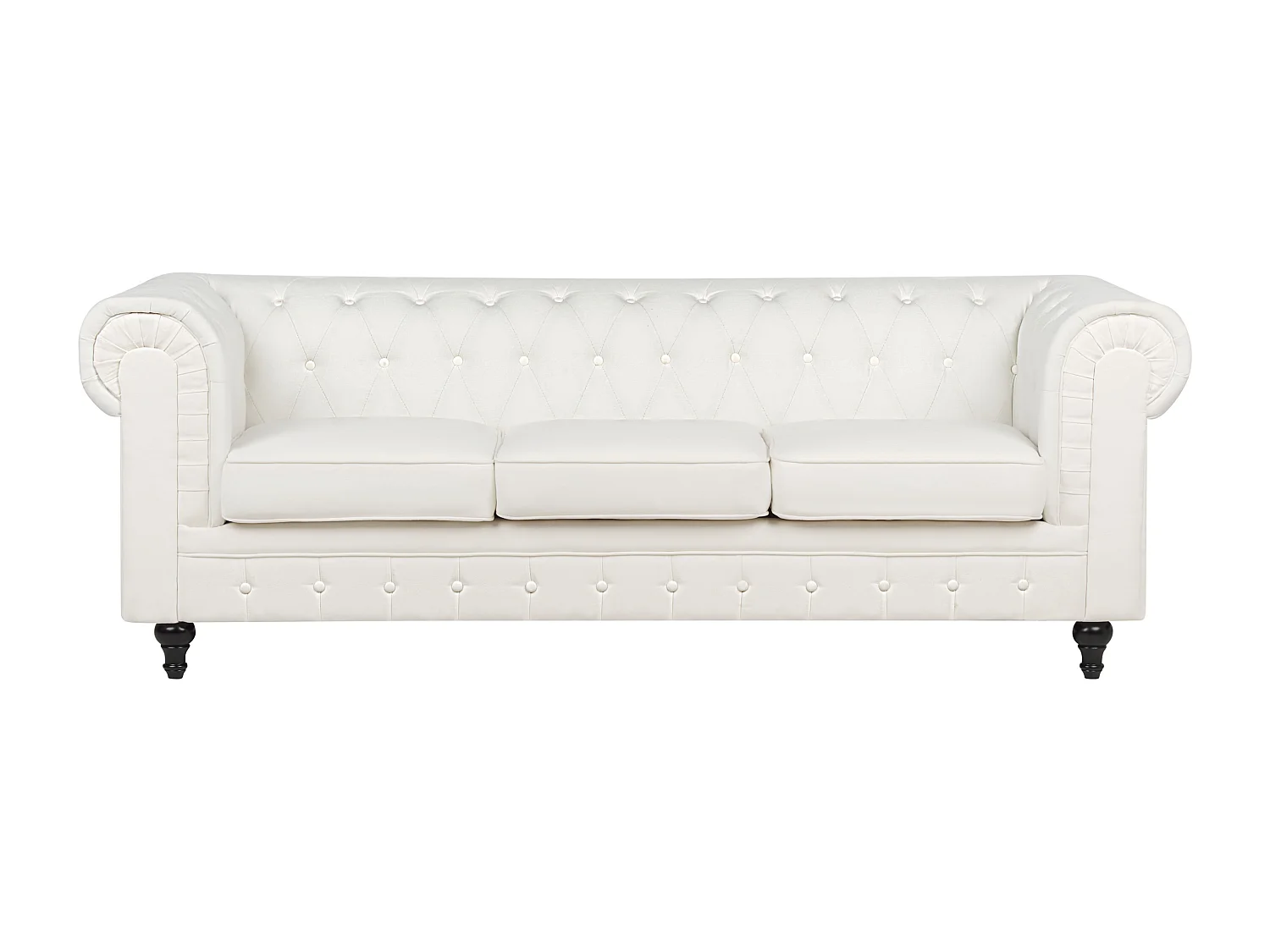 Sofá CHESTERFIELD Tecido Branco creme 3 lugares