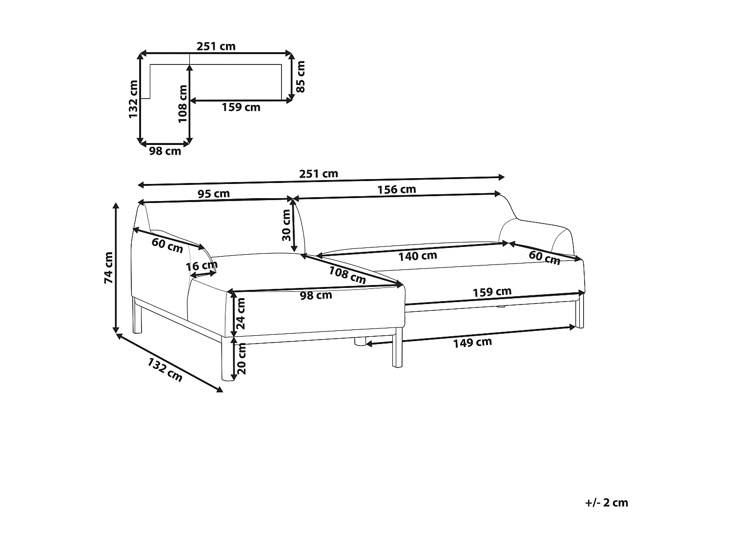 Canapé d'angle SOSJO Tissu Beige clair 3 places Côté droit