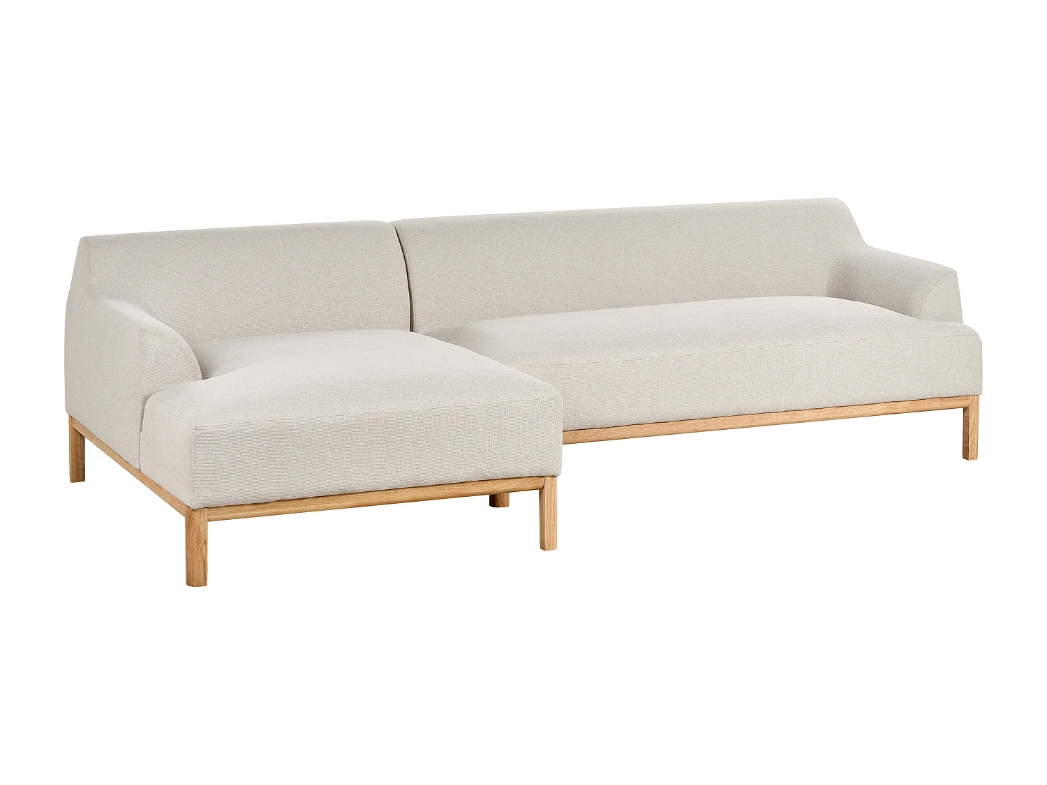 Canapé d'angle SOSJO Tissu Beige clair 3 places Côté droit