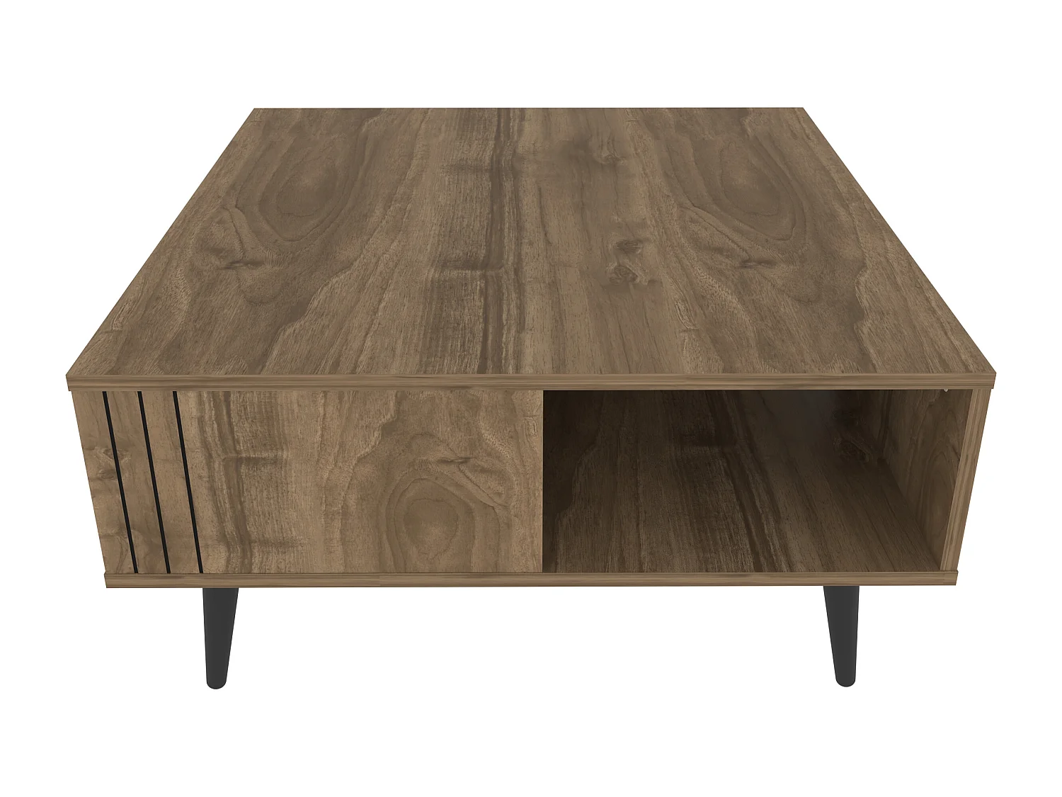 Table basse carré avec niche Ronas avec les pieds en bois (Noyer)