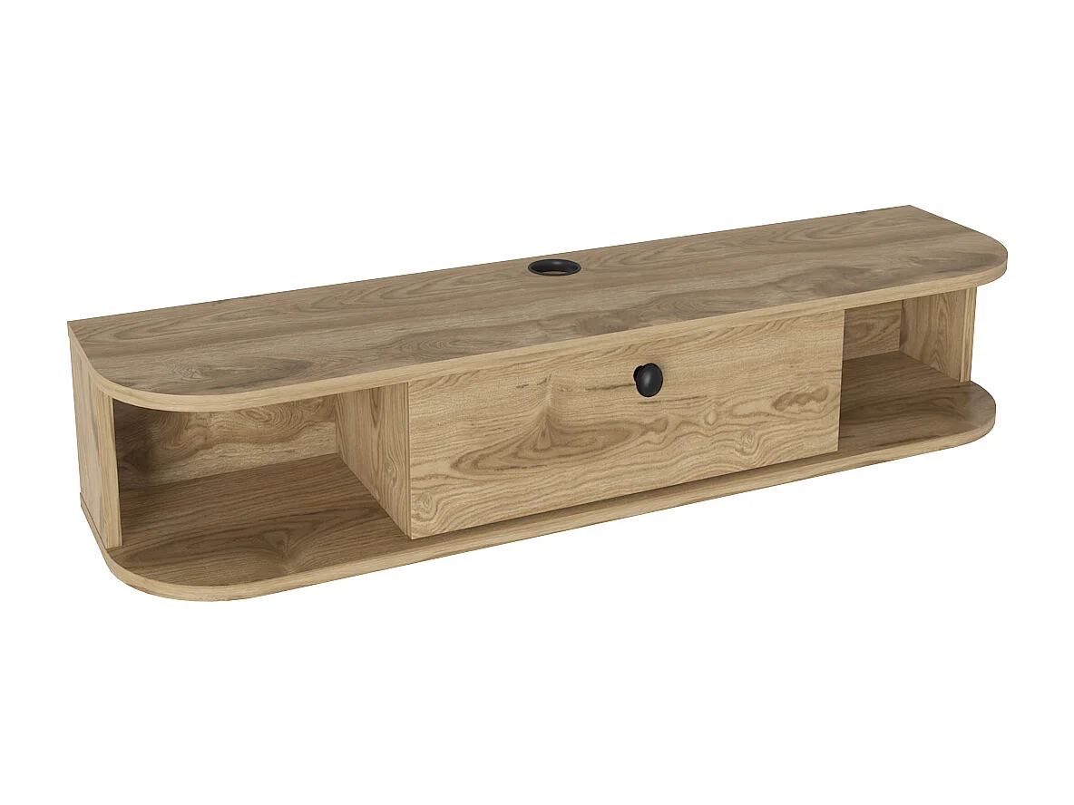 Meuble TV mural 120 cm avec placard et niches, modern et durable (Oud)