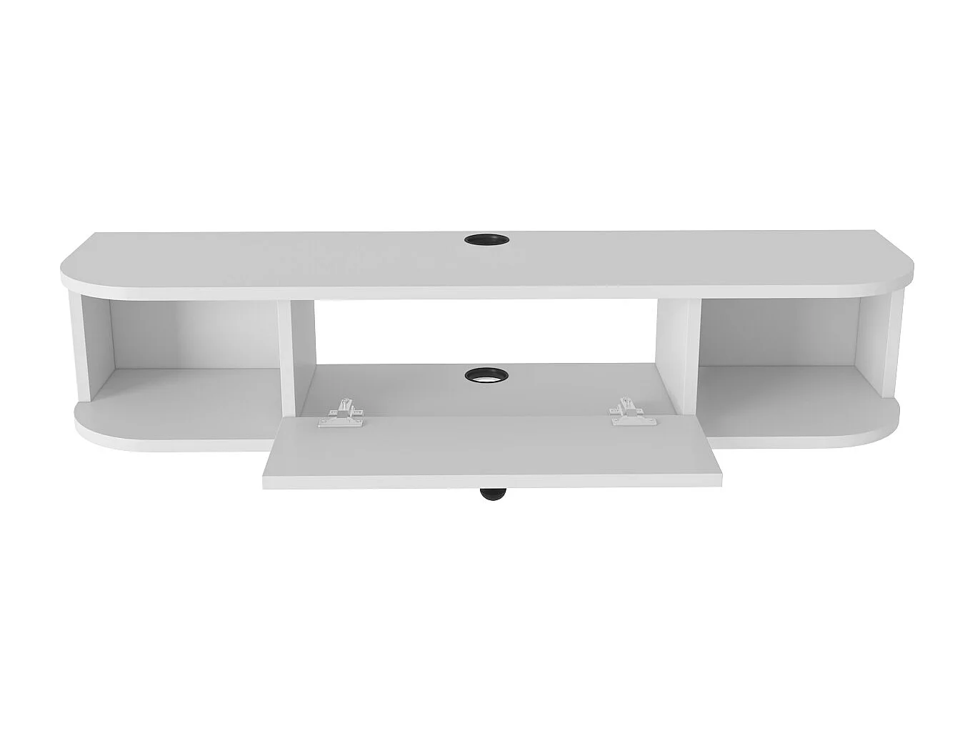 Meuble TV mural 120 cm avec placard et niches, modern et durable (Blanc)