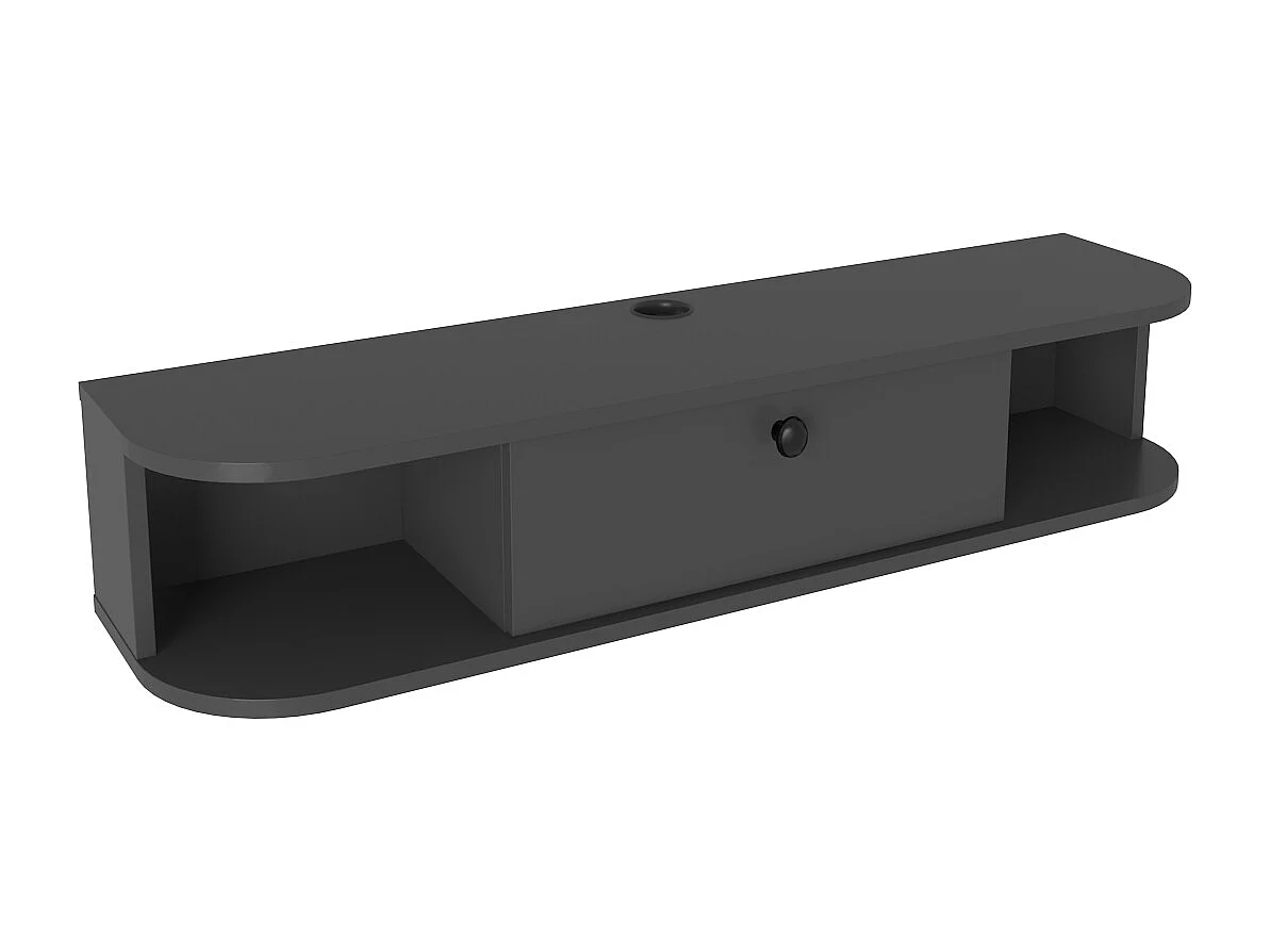 Meuble TV mural 120 cm avec placard et niches, modern et durable (Anthracite)