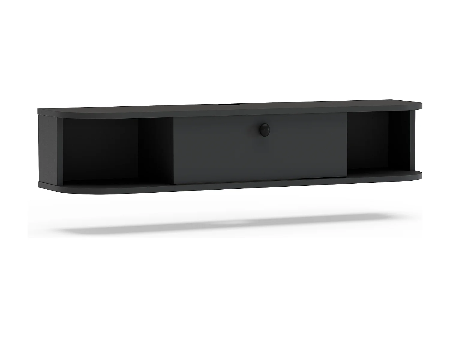 Meuble TV mural 120 cm avec placard et niches, modern et durable (Anthracite)