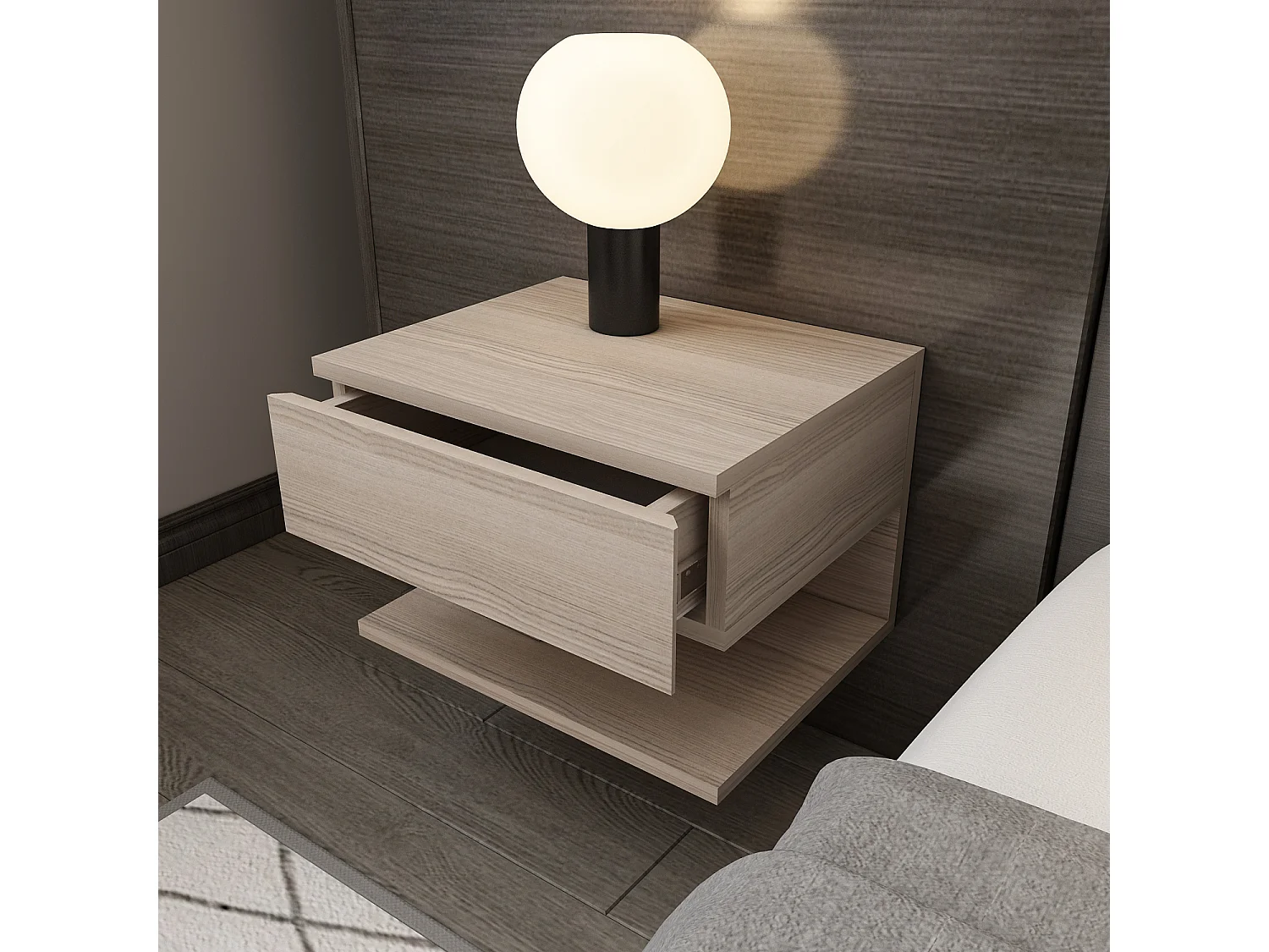 Table de chevet flottant Vivid tiroir et étagère (Cordoba)